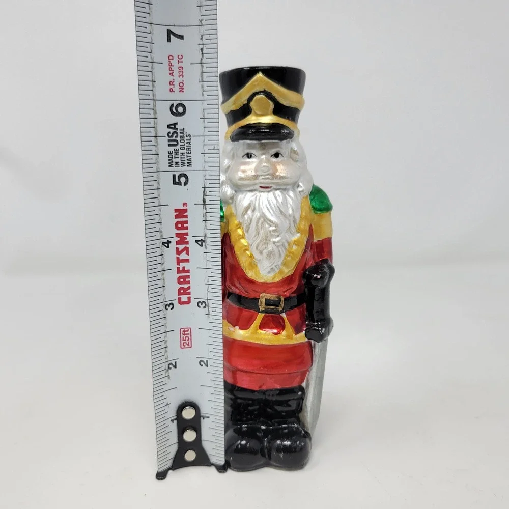 Vintage Ceramic Santa Claus Nutcracker Soldier Figurine Red Gold‎ 6.5 Inch